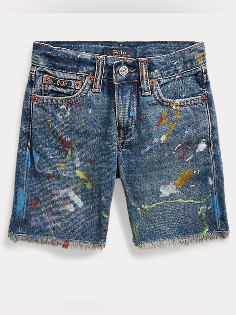 Polo Ralph Lauren boys size 12 all over Paint-Splatter Sullivan Slim Denim Short